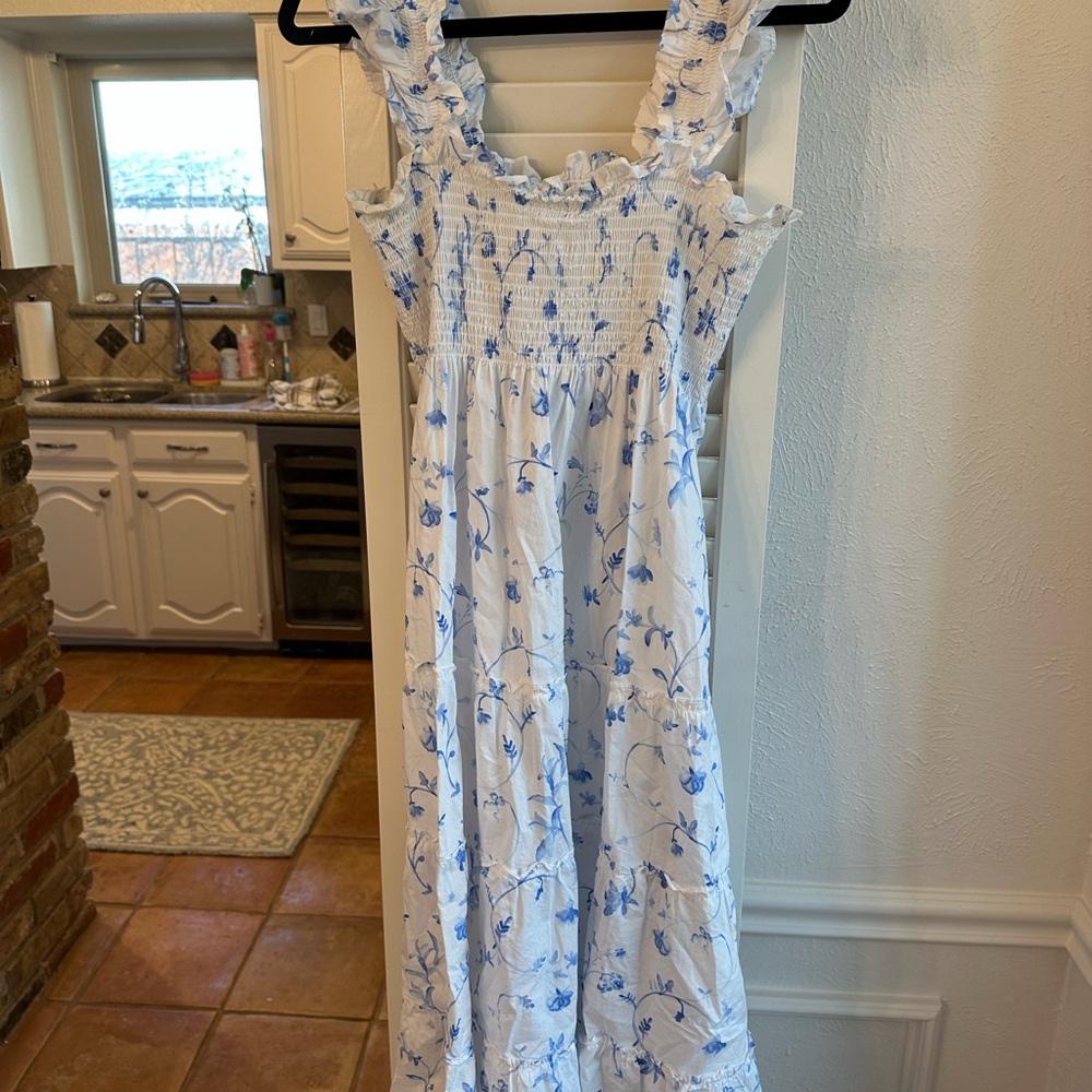 Floral White and Blue Sundress